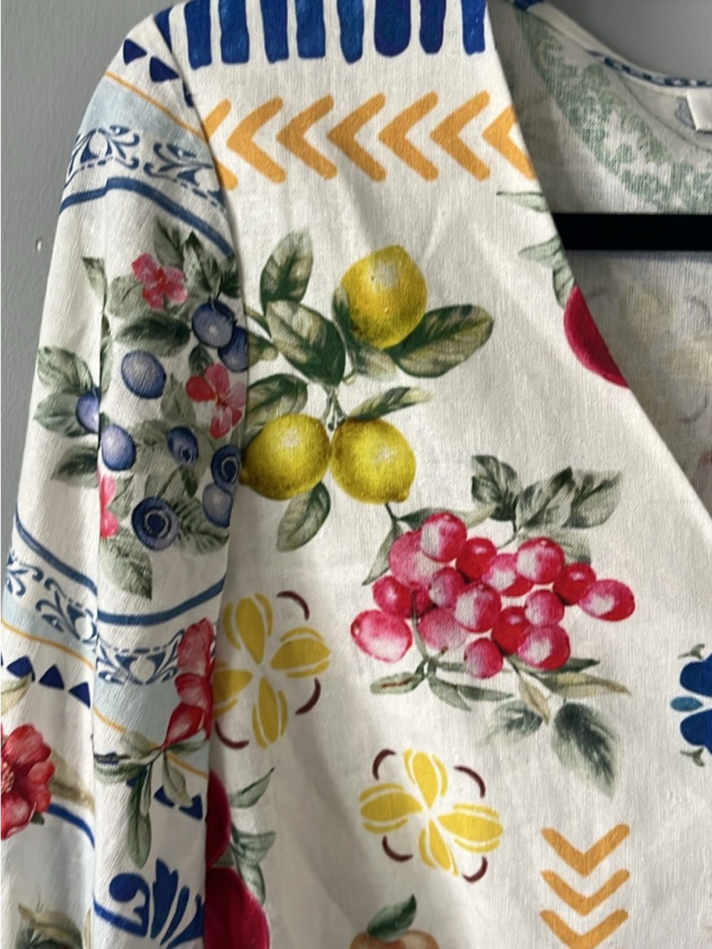 Rachel Zoe White Multi Mediterranean Floral Tie-Front Blouse - Picture 4 of 10